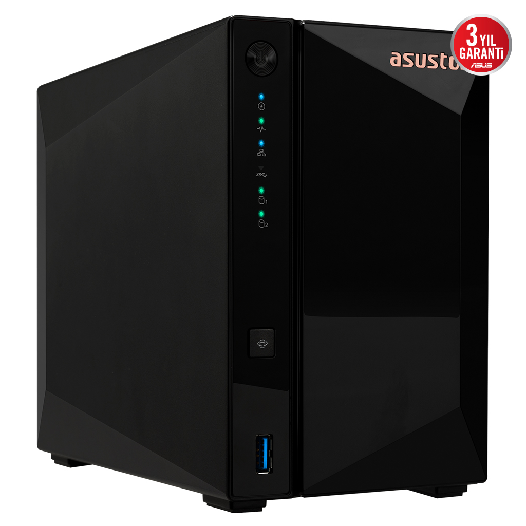 Asustor AS3302T V2 2Gb DDR4 Ram 2 Yuvalı (2x20TB Destek) 1x2.5GbE Network 3xUSB 3.2 Tower Nas (yedekleme) Cihazı