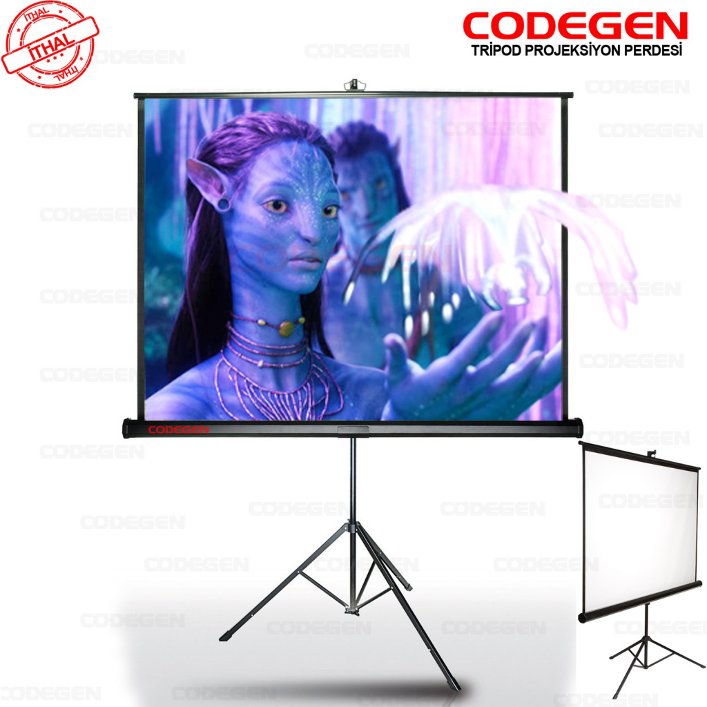 Codegen TX-18 Trıpod Projeksiyon Perdesi 180X180 (arkası Siyah Fonlu - Taşınabilir Ayaklı Model)