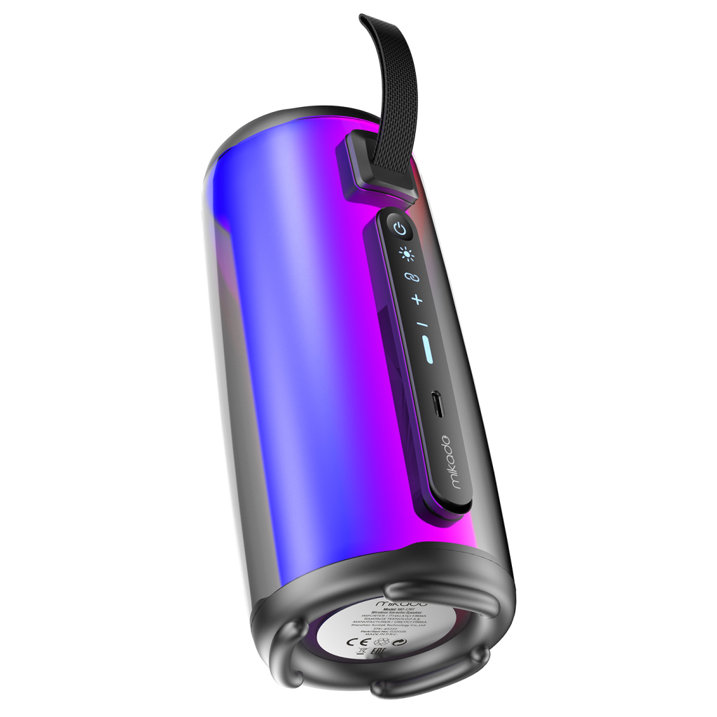 Mikado MD-17BT Capella 10W Taşınabilir USB/AUX/BT/TF Rgb Işıklı Transparan 1800mAh Mikrofon Karaoke Bluetooth Speaker,