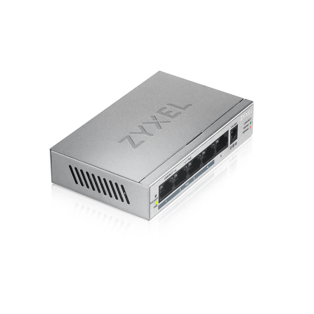Zyxel GS1005HP 5 Port Gigabit 4 Port Poe 60W Yönetilemez Masaüstü Switch
