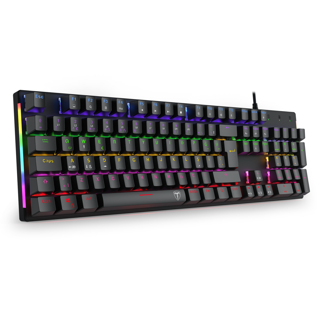 T-DAGGER Naxos T-TGK310-BL Usb Kablolu Türkçe Q Rainbow Backlight Blue Mekanik Switch 104 Tuşlu Gaming Klavye