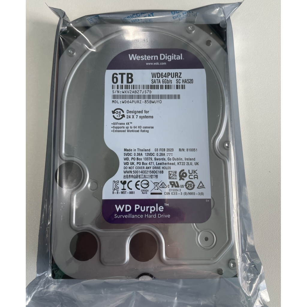 Western Digital Purple WD64PURZ 3.5" 6TB 256Mb 5400 Rpm 7/24 Güvenlik Hdd (türkiye Distribütörü Garantili)